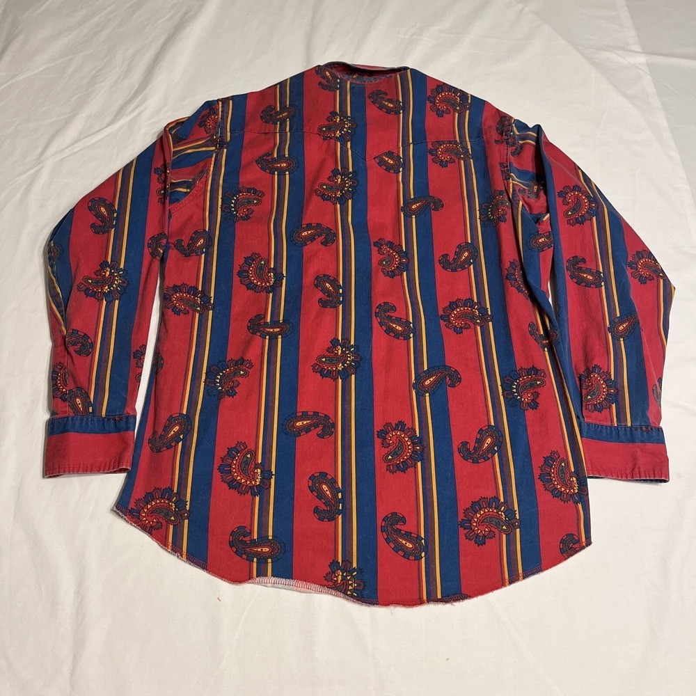 Vintage Wrangler Cowboy Cut BrushPopper Aztec Shirt Size 16.5-35 X-Long Tail - Picture 2 of 7